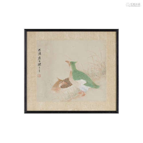 CHEN YUANZHANG (ACTIVE XIANFENG PERIOD),TWO PAINTINGS OF BIRDS ink and colour on paper