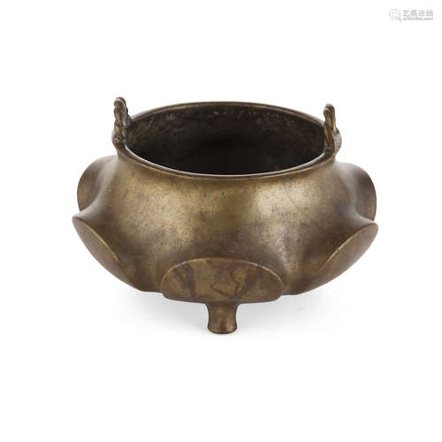 BRONZE LOBED CENSER,XUANDE MARK BUT KANGXI PERIOD