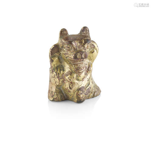 GILT-BRONZE BEAR-FORM FITTING,HAN DYNASTY