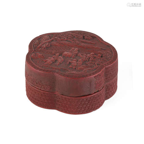 CINNABAR LACQUER LOBED BOX,QING DYNASTY, 19TH CENTURY