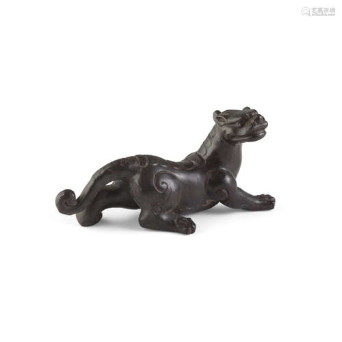 BRONZE FIGURE OF A PIXIU,SIGNED CHEN JUNTAO