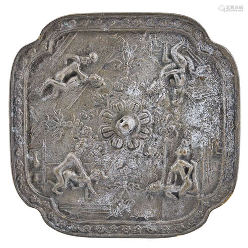 BRONZE 'EROTICA' MIRROR,TANG DYNASTY OR LATE