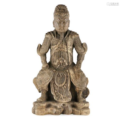 CARVED WOOD FIGURE OF GUANDI