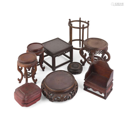 COLLECTION OF CARVED HARDWOOD STANDS