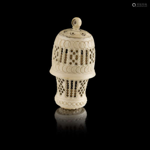 CARVED BONE CRICKET CAGE,LATE QING DYNASTY, 19TH CENTURY