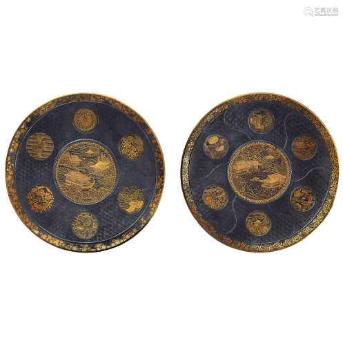 PAIR OF INLAID IRON DISHES,BY THE KOMAI COMPANY OF KYOTO, MEIJI PERIOD