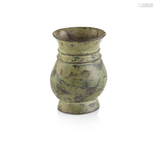 MINIATURE BRONZE RITUAL VESSEL, HU,WESTERN ZHOU DYNASTY