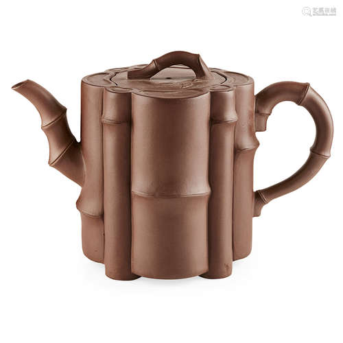 YIXING STONEWARE 'BAMBOO' TEAPOT