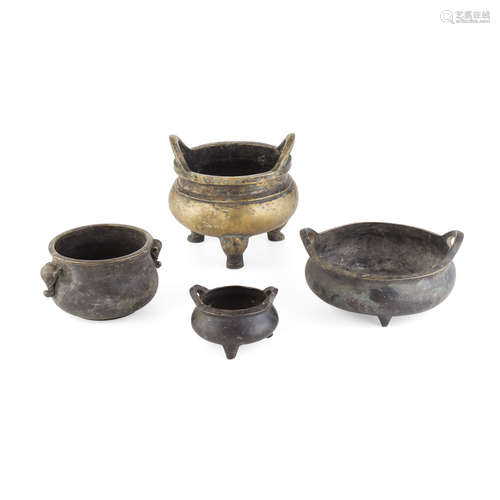 GROUP OF FOUR BRONZE CENSERS