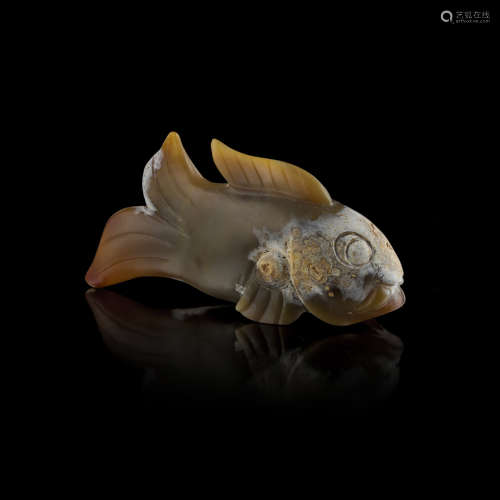 ARCHAIC GREEN JADE CARVING OF A FISH,HAN DYNASTY OR LATER