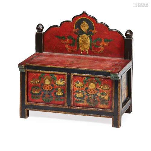 TIBETAN PAINTED LOW SCRIPTURE TABLE OR CABINET,CIRCA 1900