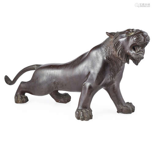 BRONZE MODEL OF A TIGER,MEIJI PERIOD