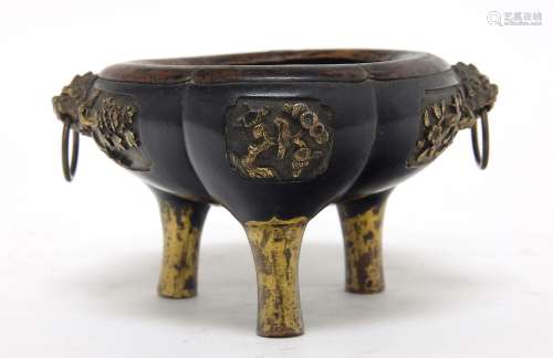 Chinese Bronze Guilt Incense Burner