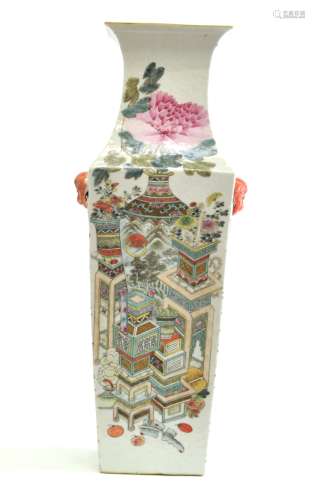 Chinese Large Famille Noire Square Vase