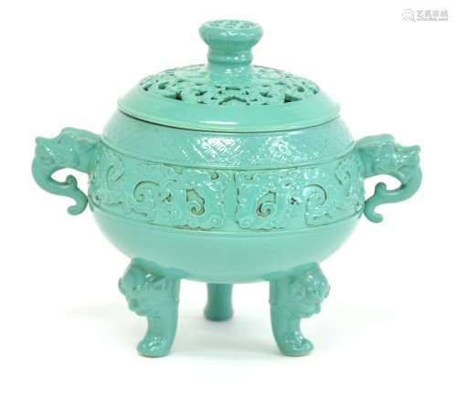 Chinese Turquoise Colore Lidder Incenser