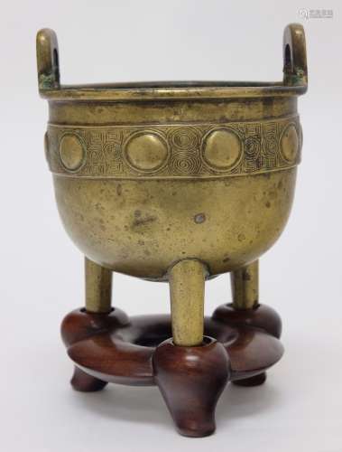 Chinese Bronze Tripod Incenser with Stand