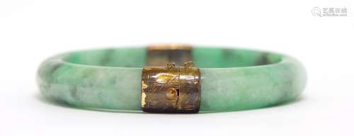 Chinese Jadeite Bangle Inset in Silver