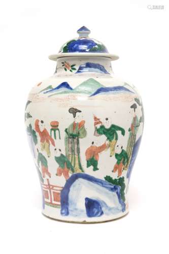 Chinese Five Colored Temple Jar