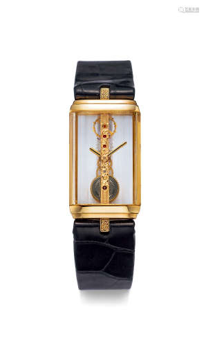 昆仑　黄金长方型镂空机械腕表，「Golden Bridge」型号13150，年份约1980，附原厂表盒