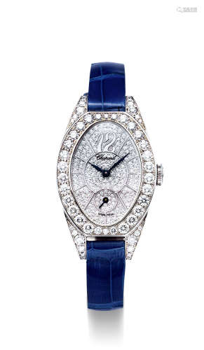 肖邦　高贵白金镶钻石女装石英腕表，备小秒盘，型号 13/7228-20，年份约2008，附原厂证书及表盒