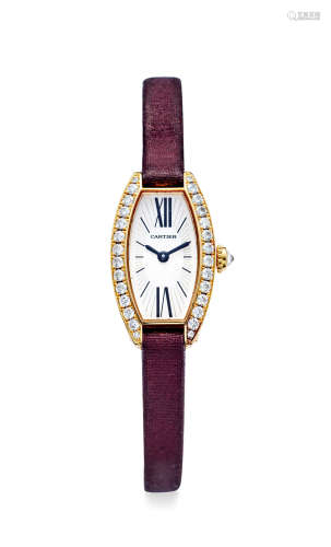 卡地亚　精致黄金镶钻石女装石英腕表，年份约2010