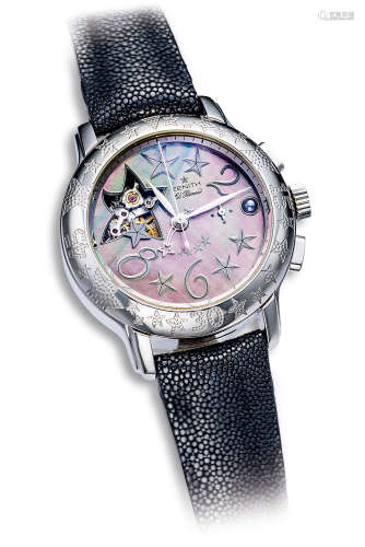 真力时　精钢半镂空镶钻石女装自动上弦腕表，「Open Ladies」年份约2009