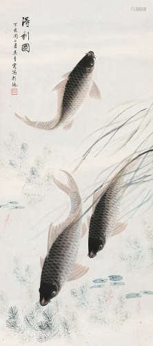 吴青霞 1947年作 得利图 立轴 设色纸本