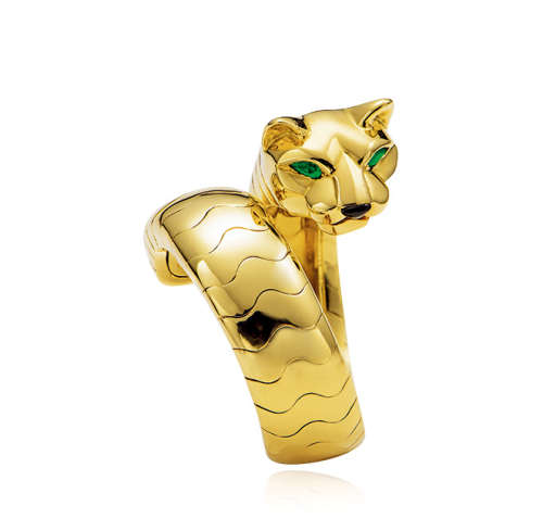 卡地亚设计 祖母绿及黑玛瑙镶嵌「猎豹」造型戒指
