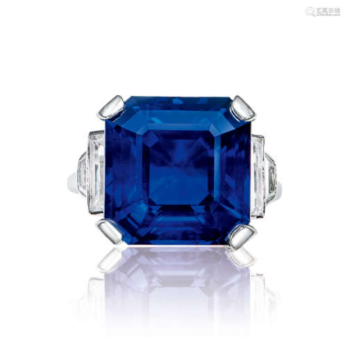 12.83克拉缅甸蓝宝石配钻石戒指，未经加热