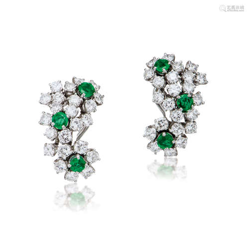蒂芙尼设计 祖母绿及钻石耳环