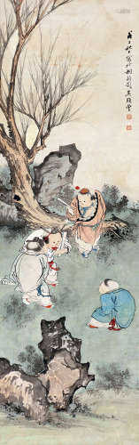 吴光宇 1948年作 婴戏图 立轴 设色绢本