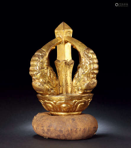 清 铜鎏金锤揲金刚法器