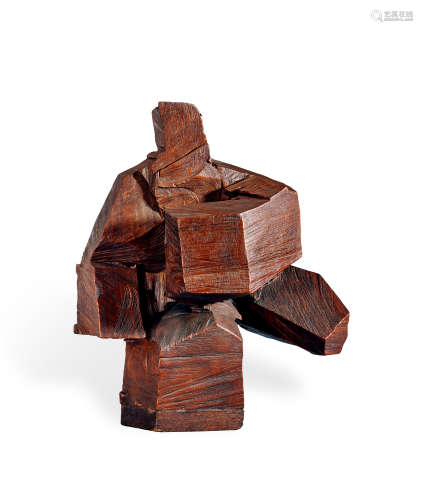 朱铭 1992年作 太极系列－转身蹬腿 木雕 雕塑