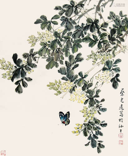 花蝶图 蔡光远(1917－2004) 纸本 镜框