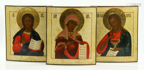 Lot of 3 18th C. Antique Russian Icons