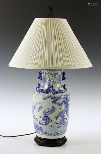 19th/20th C. Chinese Blue and White Lamp