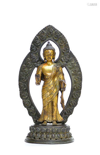 2 Gilt Bronze Figures of Buddha