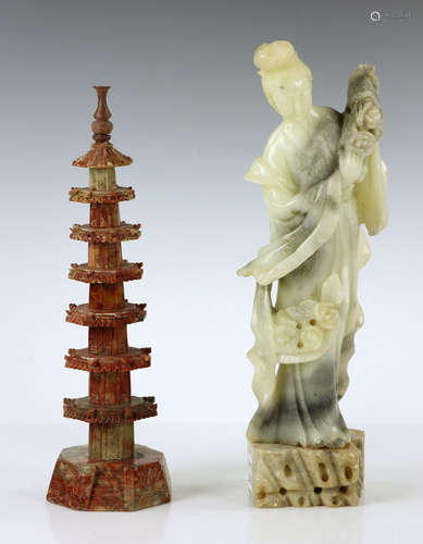 Chinese Carved Figure and Pagoda