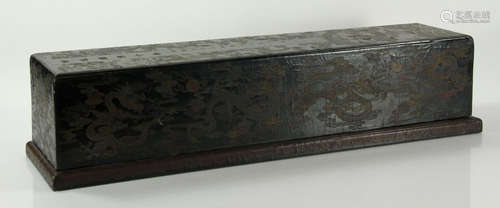 Large Chinese Gilt and Black lacquered Scroll Box