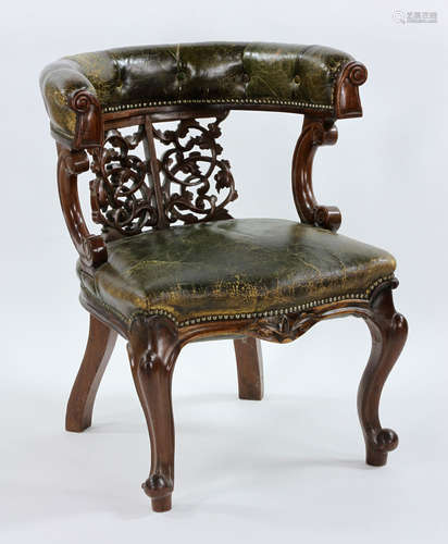 English William IV Leather Library Armchair