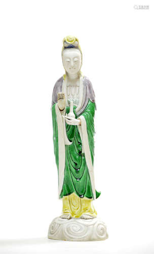 Chinese Famille Noire Figure of Guanyin