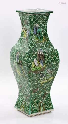 Chinese Square Shaped Famille Verte Vase