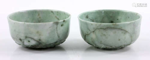 Pair of Carved Jade Bowls