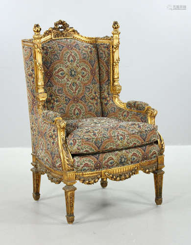 Louis XVI Style Gilt Wood Bergere