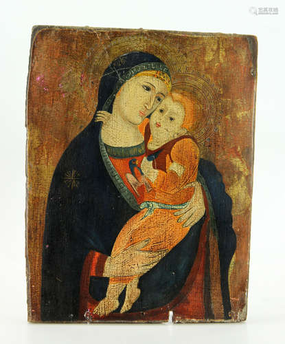 18th C. Antique Balkan Icon, Mother of God