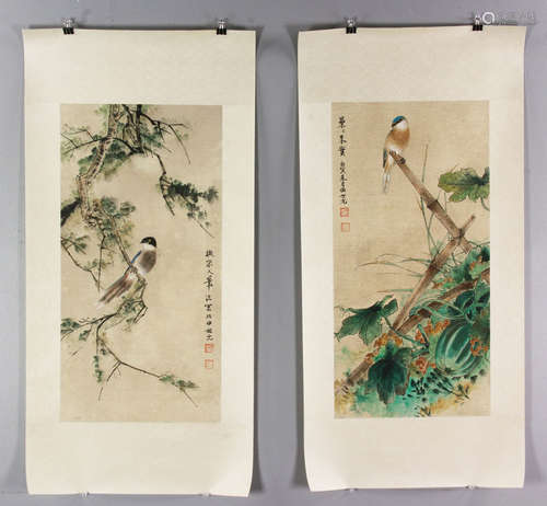 Two Chinese Watercolor Paintings on Paper