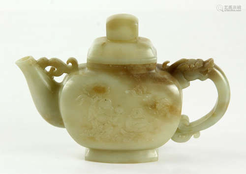 Chinese Carved Jade Teapot