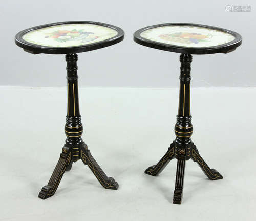 Pr. Victorian Black Lacquer Tables