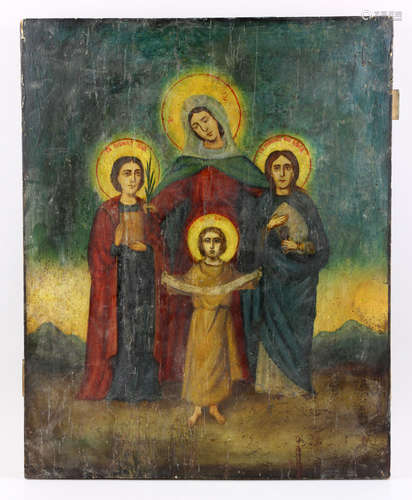 Antique Russian Icon of St. Nina, Olga and Christ