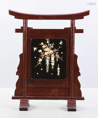 Japanese Lacquered Standing Screen